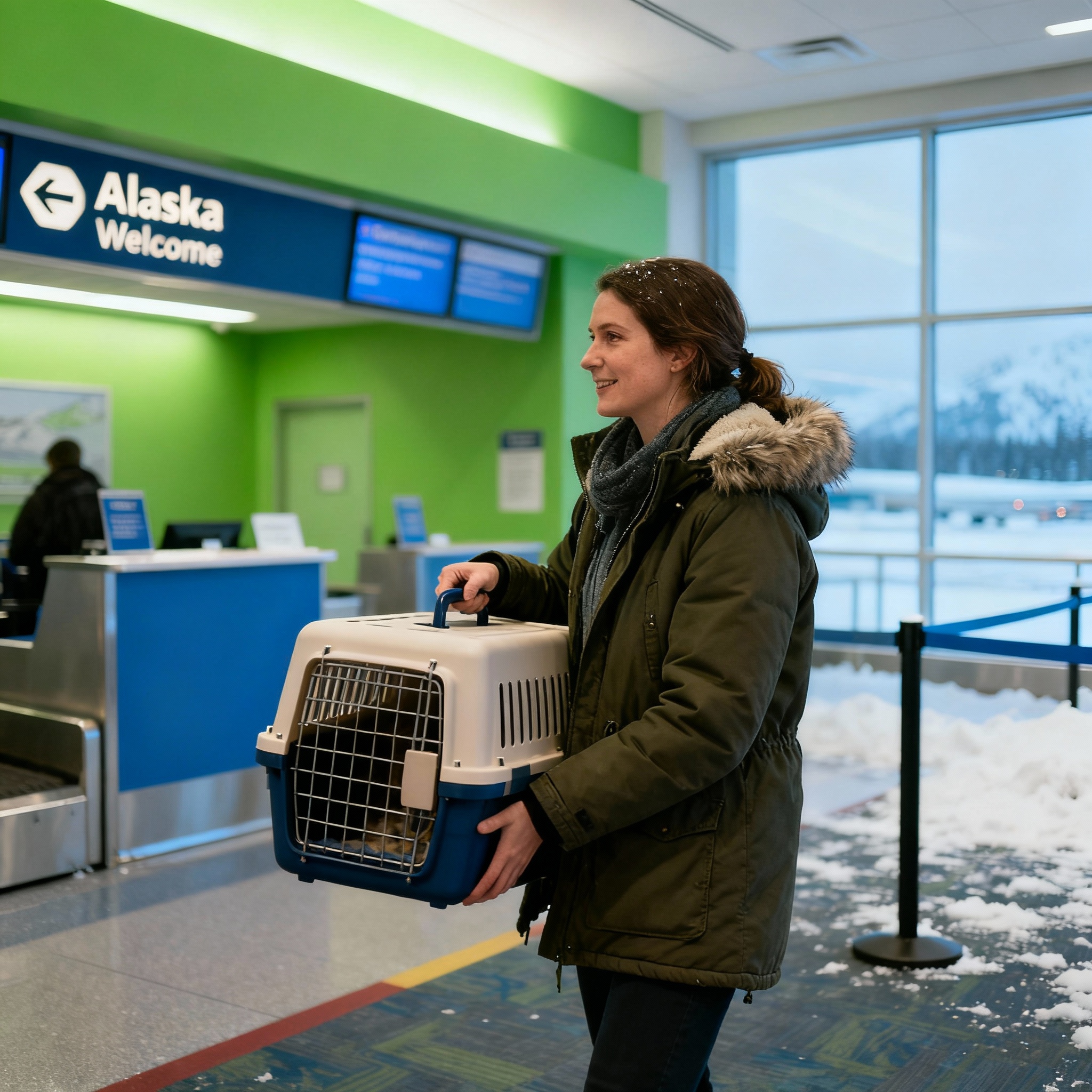 Leashed dog on a snowy trail with wildlife-aware etiquette